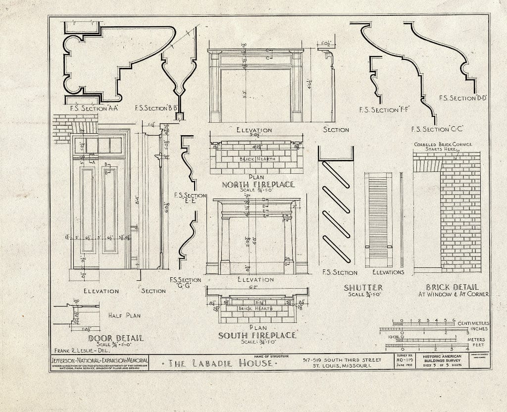 Blueprint HABS MO,96-SALU,30- (Sheet 5 of 5) - Labadie House, 517-19 South Third Street, Saint Louis, Independent City, MO