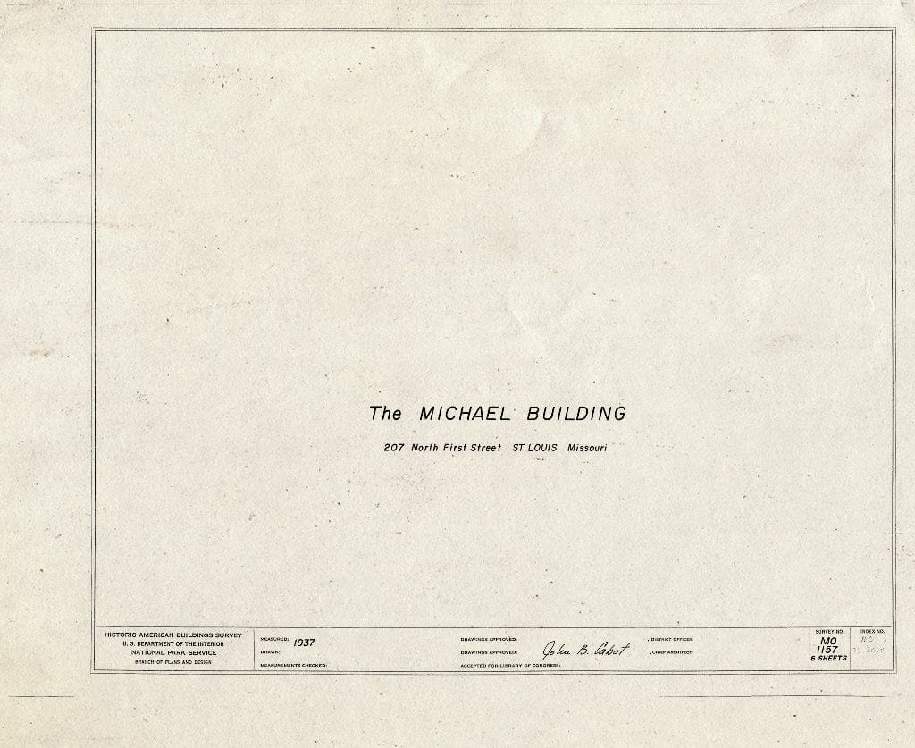 Blueprint HABS MO,96-SALU,69- (Sheet 0 of 6) - Michael Building, 207 North First Street, Saint Louis, Independent City, MO