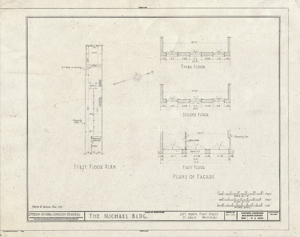 Blueprint HABS MO,96-SALU,69- (Sheet 1 of 6) - Michael Building, 207 North First Street, Saint Louis, Independent City, MO