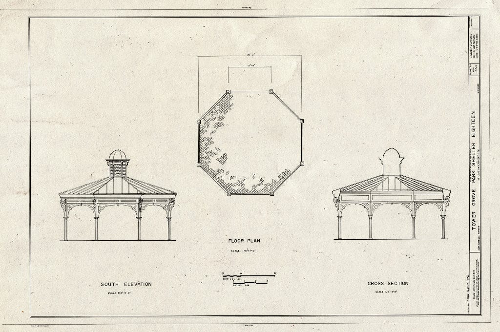 Blueprint HABS MO,96-SALU,46N- (Sheet 1 of 1) - Tower Grove Park, Shelter Eighteen, 4255 Arsenal Street, Saint Louis, Independent City, MO