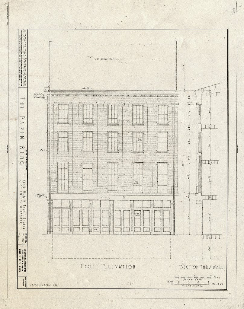 Blueprint HABS MO,96-SALU,72- (Sheet 2 of 5) - Papin Building, 113-115 North First Street, Saint Louis, Independent City, MO