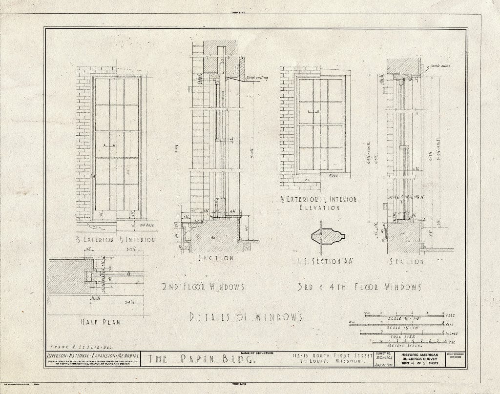 Blueprint HABS MO,96-SALU,72- (Sheet 4 of 5) - Papin Building, 113-115 North First Street, Saint Louis, Independent City, MO