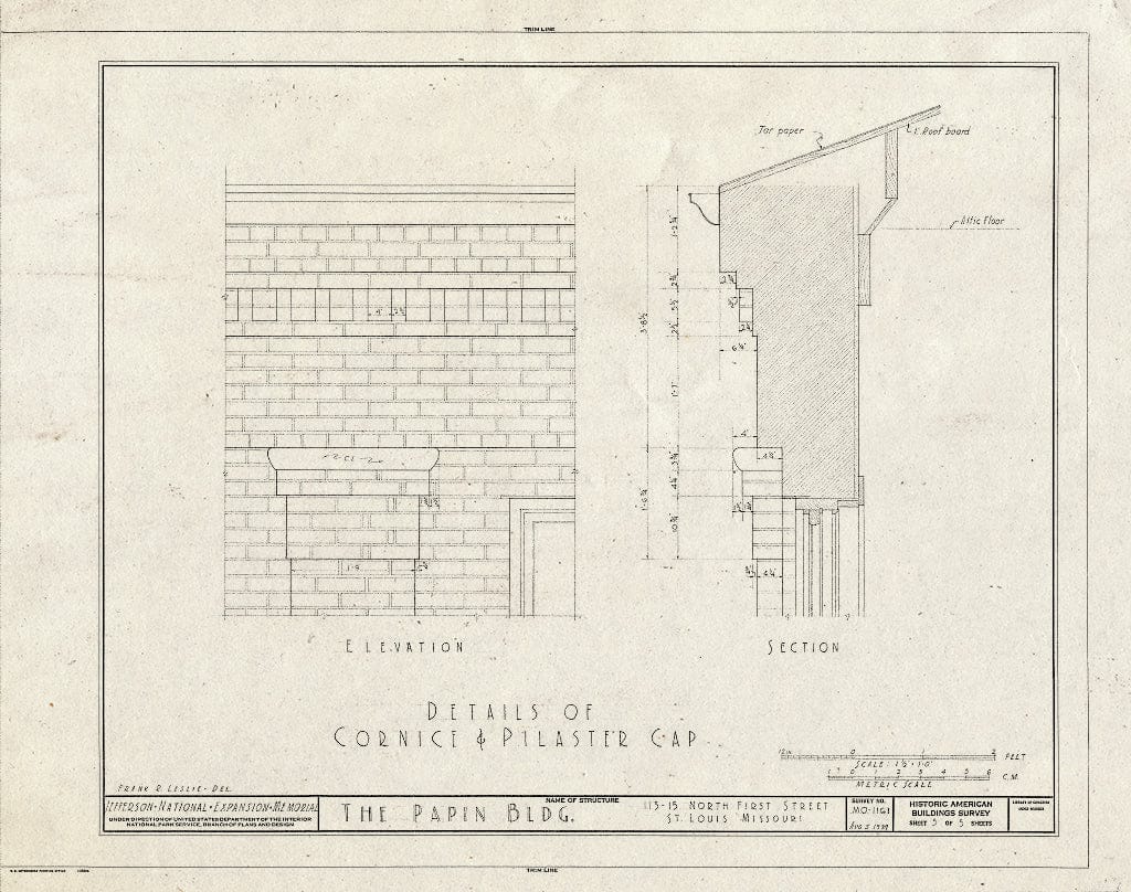 Blueprint HABS MO,96-SALU,72- (Sheet 5 of 5) - Papin Building, 113-115 North First Street, Saint Louis, Independent City, MO