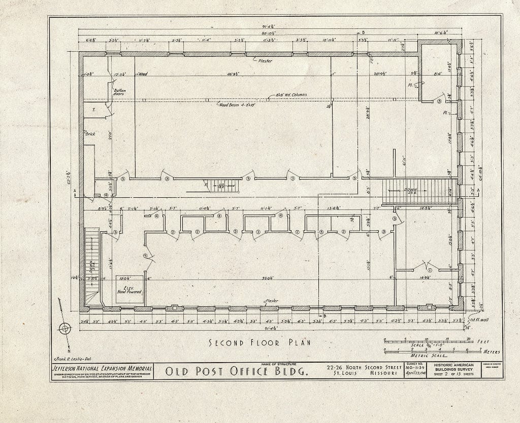 Blueprint HABS MO,96-SALU,48- (Sheet 2 of 13) - Old Post Office Building (Ruins), 22-26 North Second Street, Saint Louis, Independent City, MO