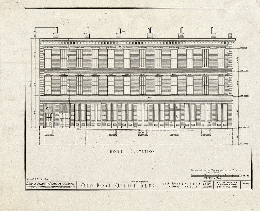 Blueprint HABS MO,96-SALU,48- (Sheet 5 of 13) - Old Post Office Building (Ruins), 22-26 North Second Street, Saint Louis, Independent City, MO