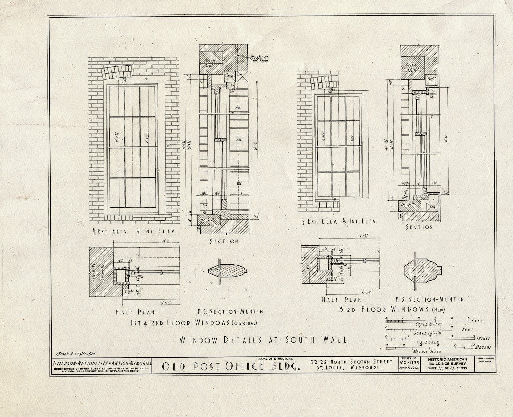 Blueprint HABS MO,96-SALU,48- (Sheet 13 of 13) - Old Post Office Building (Ruins), 22-26 North Second Street, Saint Louis, Independent City, MO