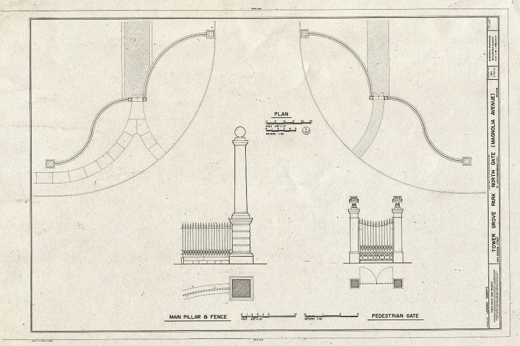 Blueprint HABS MO,96-SALU,46C- (Sheet 1 of 1) - Tower Grove Park, North Gate, 4255 Arsenal Street, Saint Louis, Independent City, MO