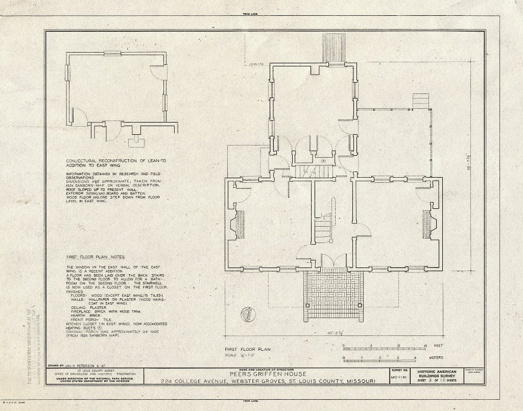 Blueprint HABS MO,95-WEBGRO,1- (Sheet 3 of 10) - Peers Griffen House, 224 College Avenue, Webster Groves, St. Louis County, MO