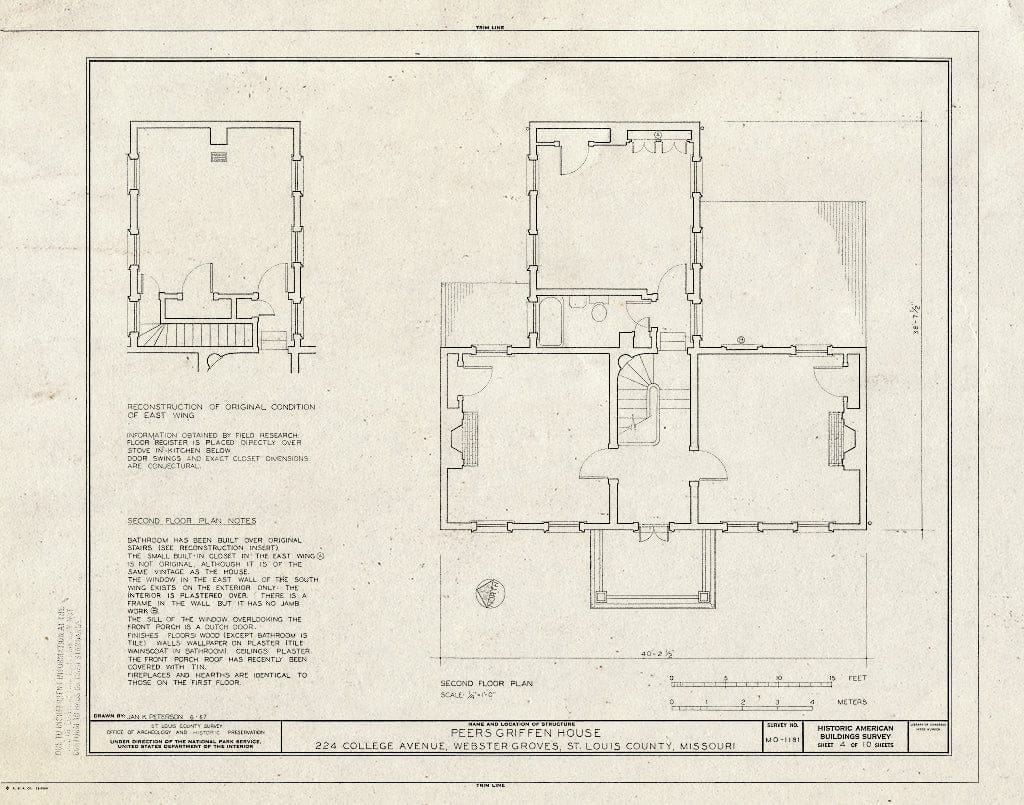 Blueprint HABS MO,95-WEBGRO,1- (Sheet 4 of 10) - Peers Griffen House, 224 College Avenue, Webster Groves, St. Louis County, MO