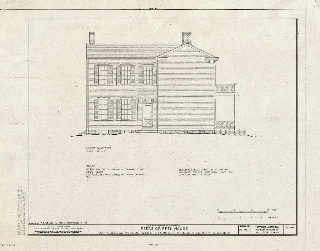 Blueprint HABS MO,95-WEBGRO,1- (Sheet 6 of 10) - Peers Griffen House, 224 College Avenue, Webster Groves, St. Louis County, MO