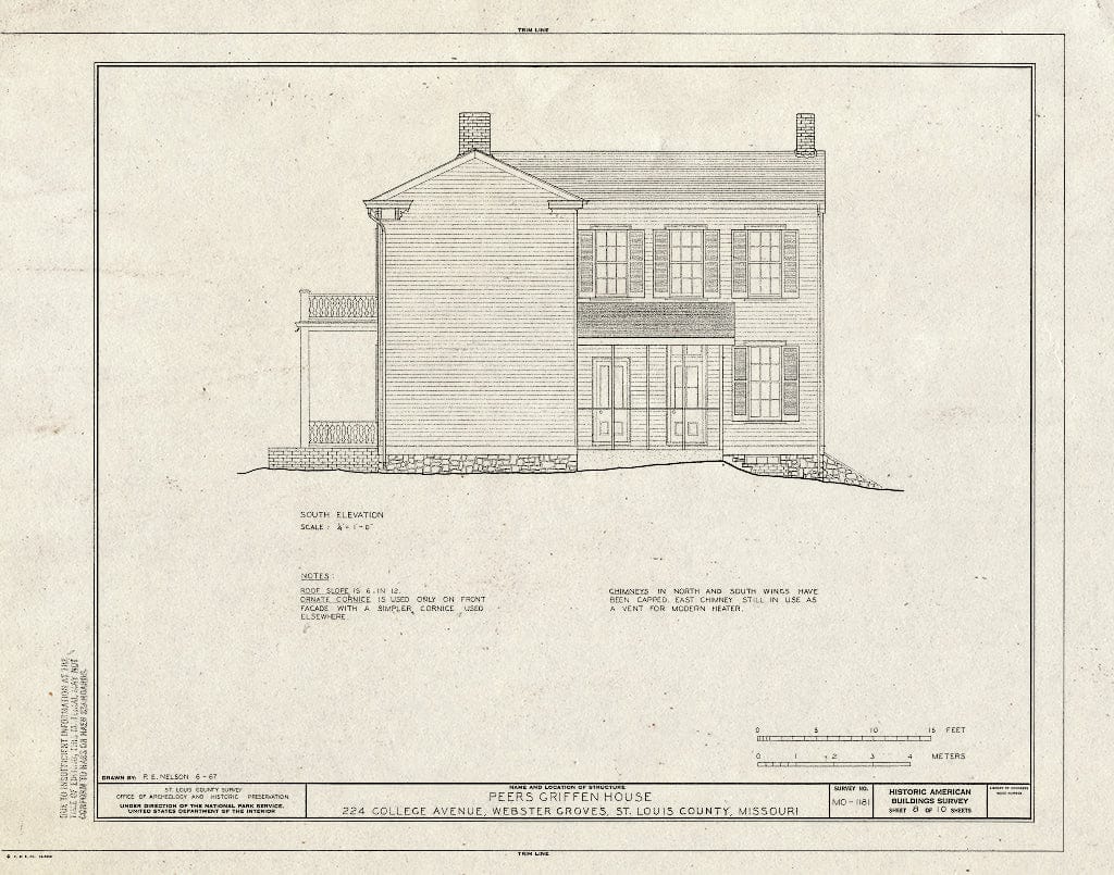 Blueprint HABS MO,95-WEBGRO,1- (Sheet 8 of 10) - Peers Griffen House, 224 College Avenue, Webster Groves, St. Louis County, MO