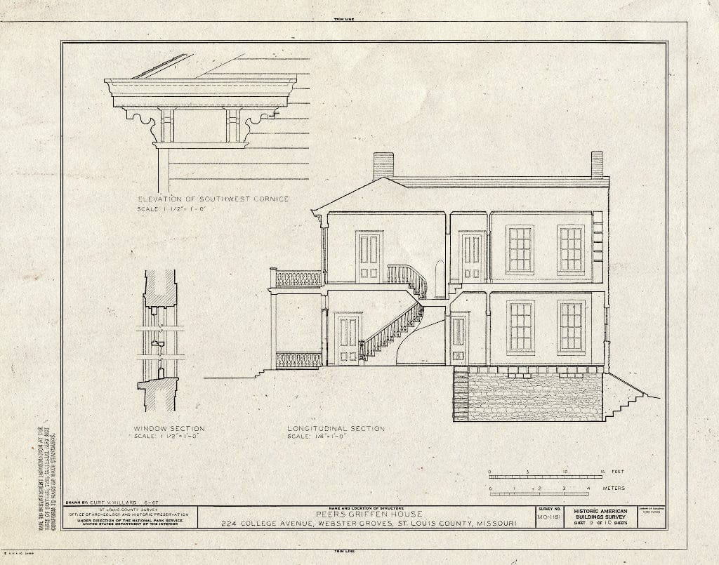 Blueprint HABS MO,95-WEBGRO,1- (Sheet 9 of 10) - Peers Griffen House, 224 College Avenue, Webster Groves, St. Louis County, MO