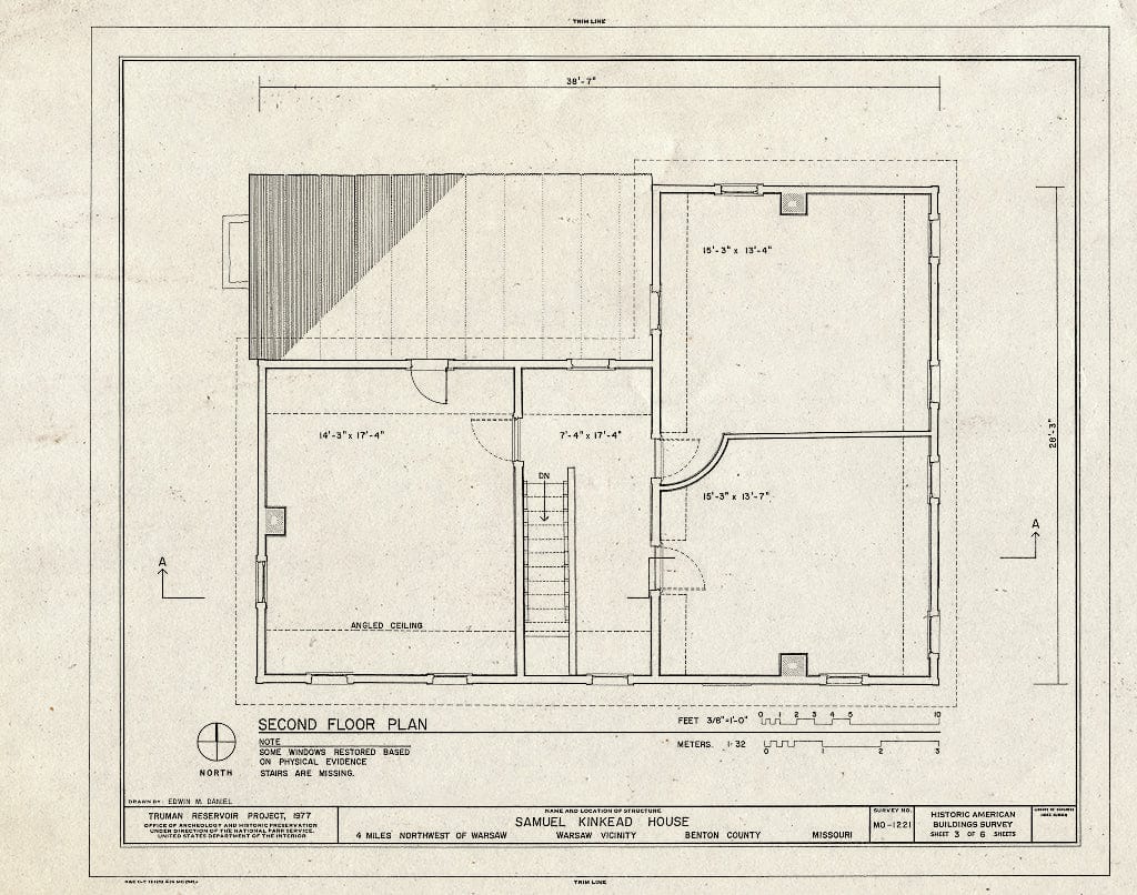 Blueprint HABS MO,8-Wars.V,1- (Sheet 3 of 6) - Samuel Kinkead House, South Grand River & Little Tebo Creek Vicinity, Warsaw, Benton County, MO