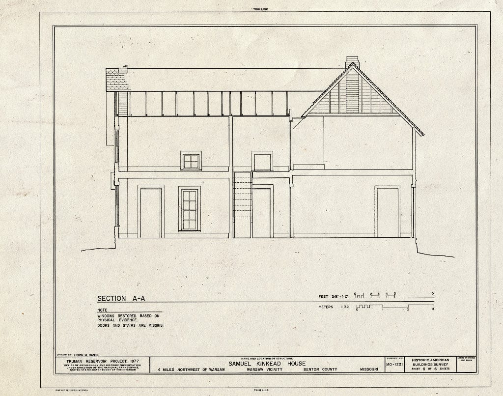 Blueprint HABS MO,8-Wars.V,1- (Sheet 6 of 6) - Samuel Kinkead House, South Grand River & Little Tebo Creek Vicinity, Warsaw, Benton County, MO