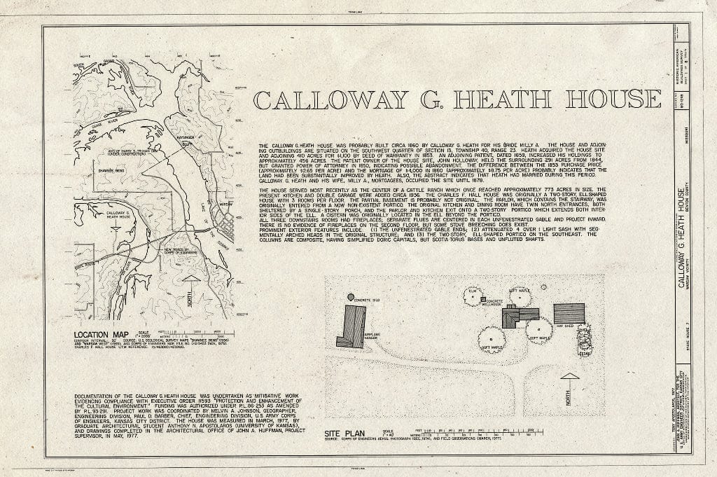 Blueprint HABS MO,8-Wars.V,2- (Sheet 1 of 8) - Calloway G. Heath House, Route 7 & Route KK Vicinity, Warsaw, Benton County, MO