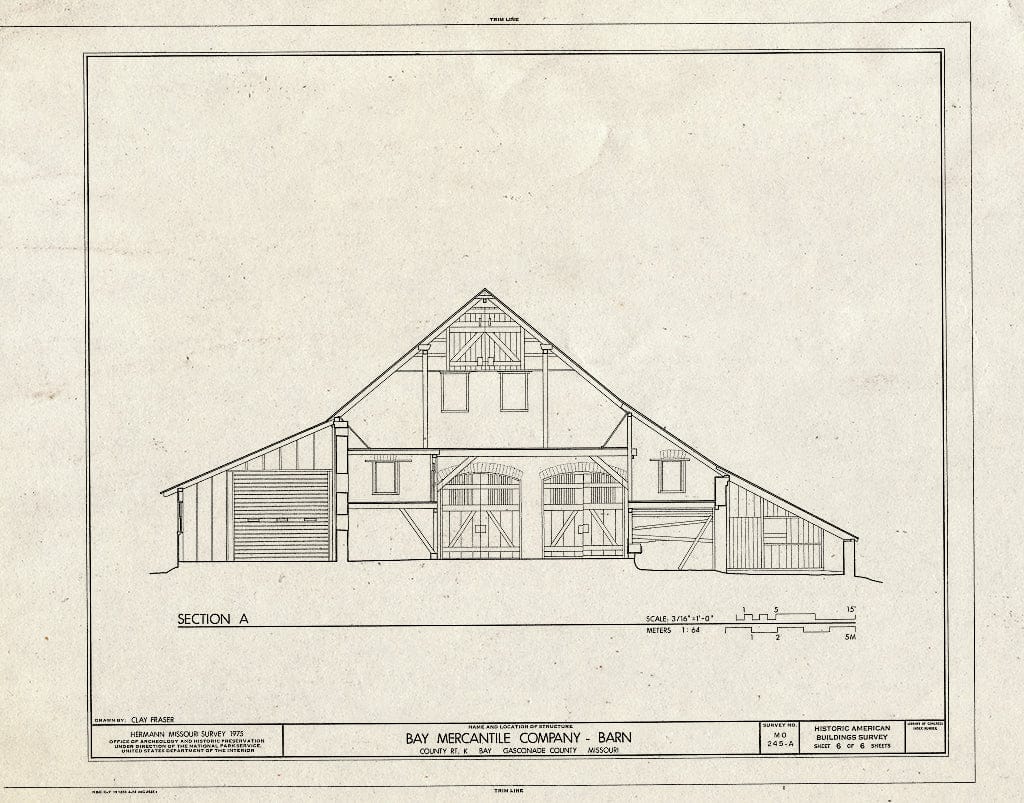 Blueprint HABS MO,37-Bay,1A- (Sheet 6 of 6) - Bay Mercantile Company, Barn, County Route K, Bay, Gasconade County, MO