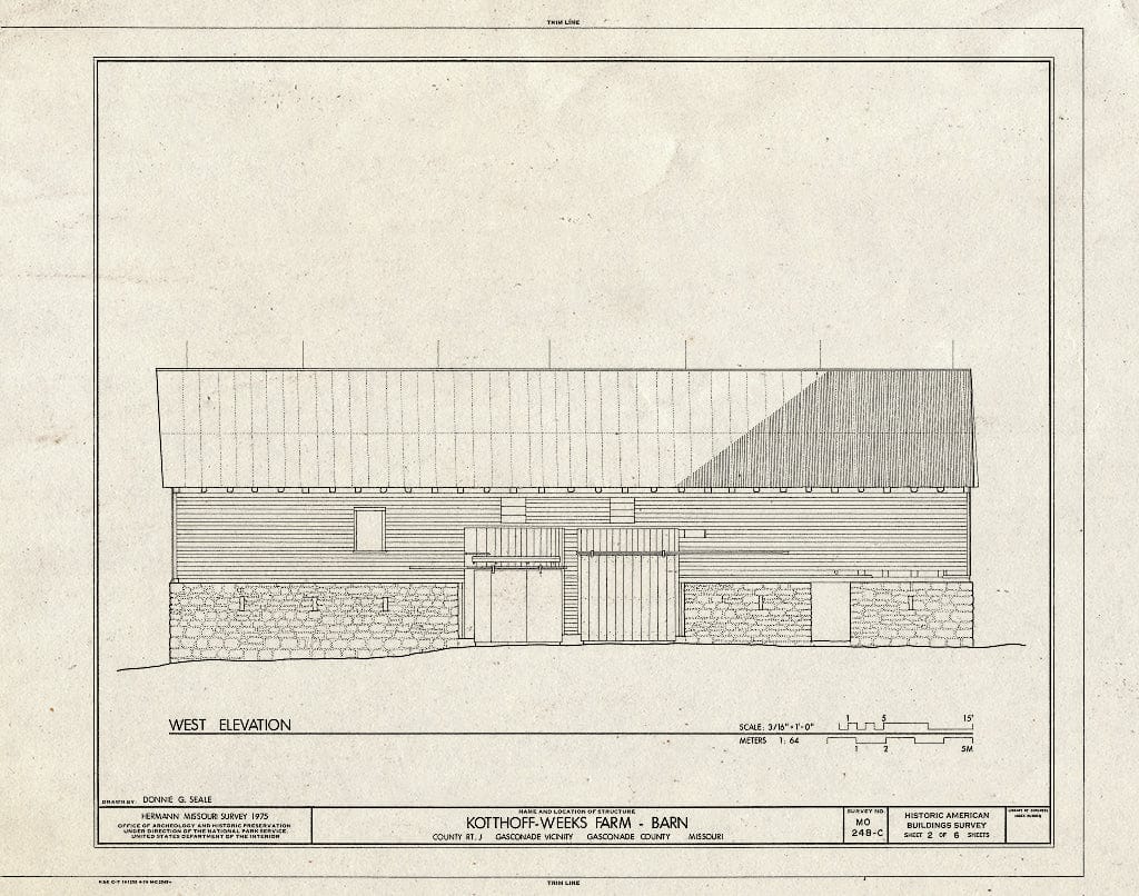 Blueprint HABS MO,37-GASC.V,1C- (Sheet 2 of 6) - Kotthoff-Weeks Farm, Barn, County Route J Vicinity, Gasconade, Gasconade County, MO
