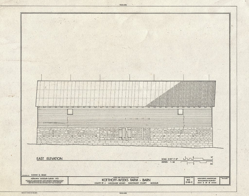Blueprint HABS MO,37-GASC.V,1C- (Sheet 3 of 6) - Kotthoff-Weeks Farm, Barn, County Route J Vicinity, Gasconade, Gasconade County, MO