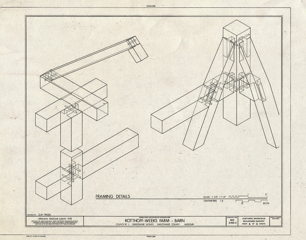 Blueprint HABS MO,37-GASC.V,1C- (Sheet 6 of 6) - Kotthoff-Weeks Farm, Barn, County Route J Vicinity, Gasconade, Gasconade County, MO