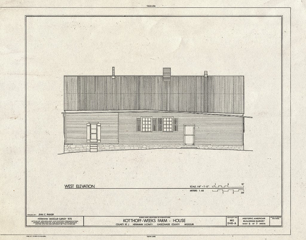 Blueprint HABS MO,37-GASC.V,1A- (Sheet 5 of 7) - Kotthoff-Weeks Farmhouse, County Route J Vicinity, Gasconade, Gasconade County, MO
