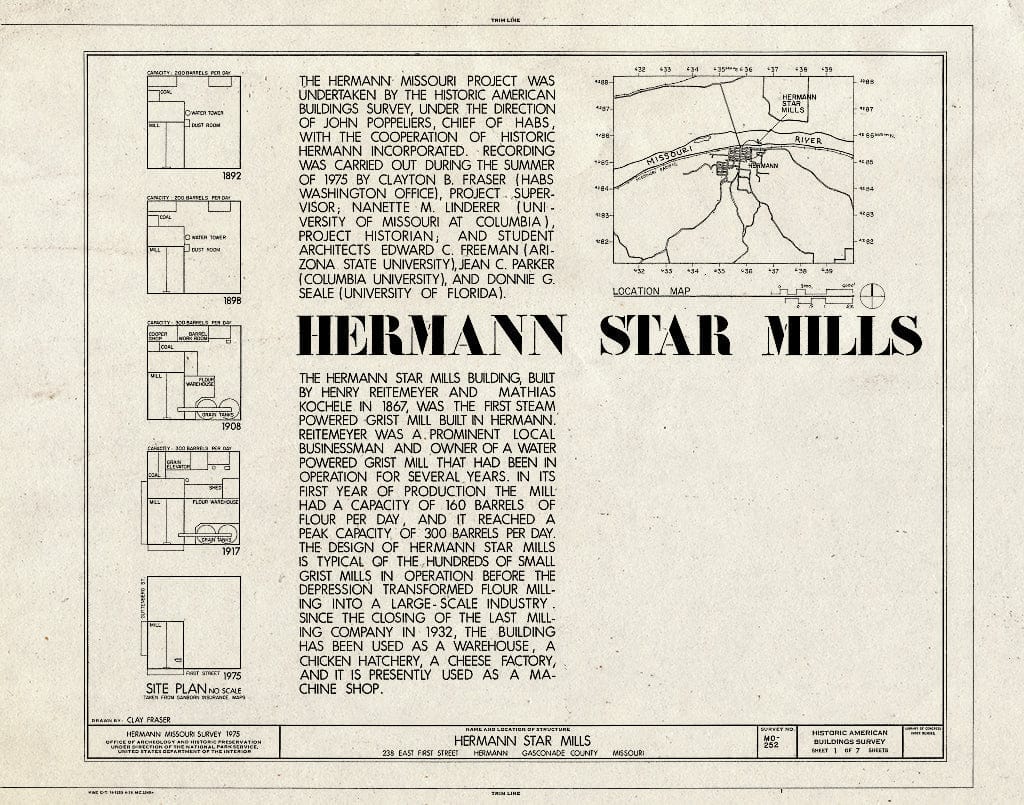 Blueprint HABS MO,37-Herm,7- (Sheet 1 of 7) - Hermann Star Mills, 238 East First Street, Hermann, Gasconade County, MO