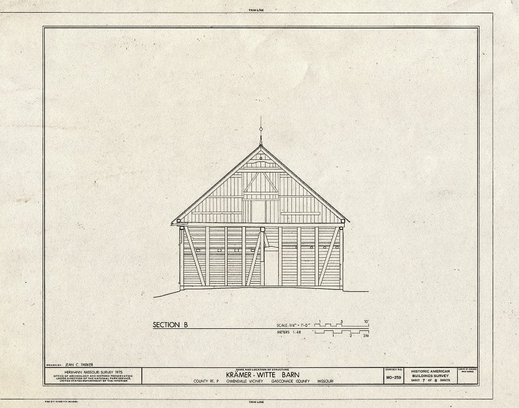 Blueprint HABS MO,37-OWVI.V,1A- (Sheet 7 of 8) - Kramer-Witte Barn, County Route P, Owensville, Gasconade County, MO