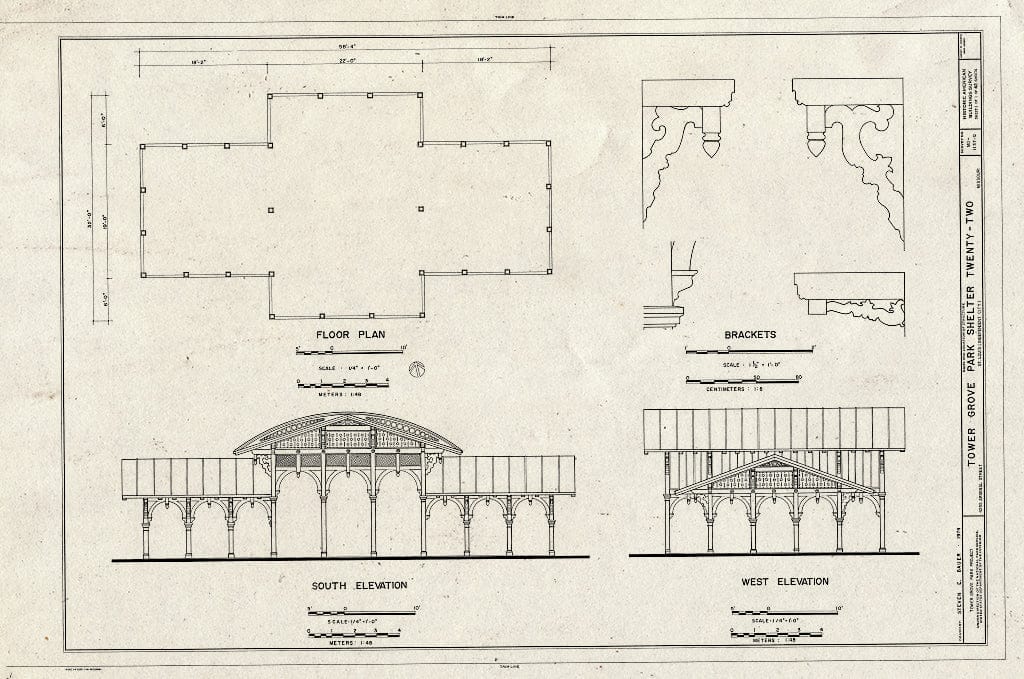 Blueprint HABS MO,96-SALU,46Q- (Sheet 1 of 1) - Tower Grove Park, Shelter Twenty-Two, 4255 Arsenal Street, Saint Louis, Independent City, MO