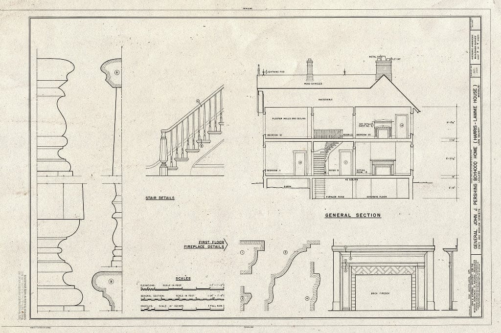 Blueprint HABS MO,58-LACL,1- (Sheet 7 of 7) - General John J. Pershing Boyhood Home, State & Worlow Streets, Laclede, Linn County, MO