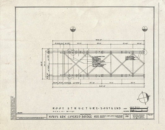 Blueprint 8. Roof Structure-South End - Noah's Ark Covered Bridge, County Route B Over Little Platte River, Hoover, Platte County, MO