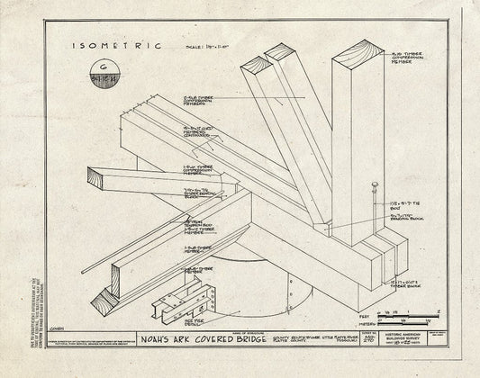 Blueprint 18. Isometric - Noah's Ark Covered Bridge, County Route B Over Little Platte River, Hoover, Platte County, MO
