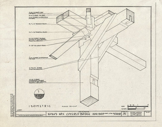 Blueprint 19. Isometric - Noah's Ark Covered Bridge, County Route B Over Little Platte River, Hoover, Platte County, MO