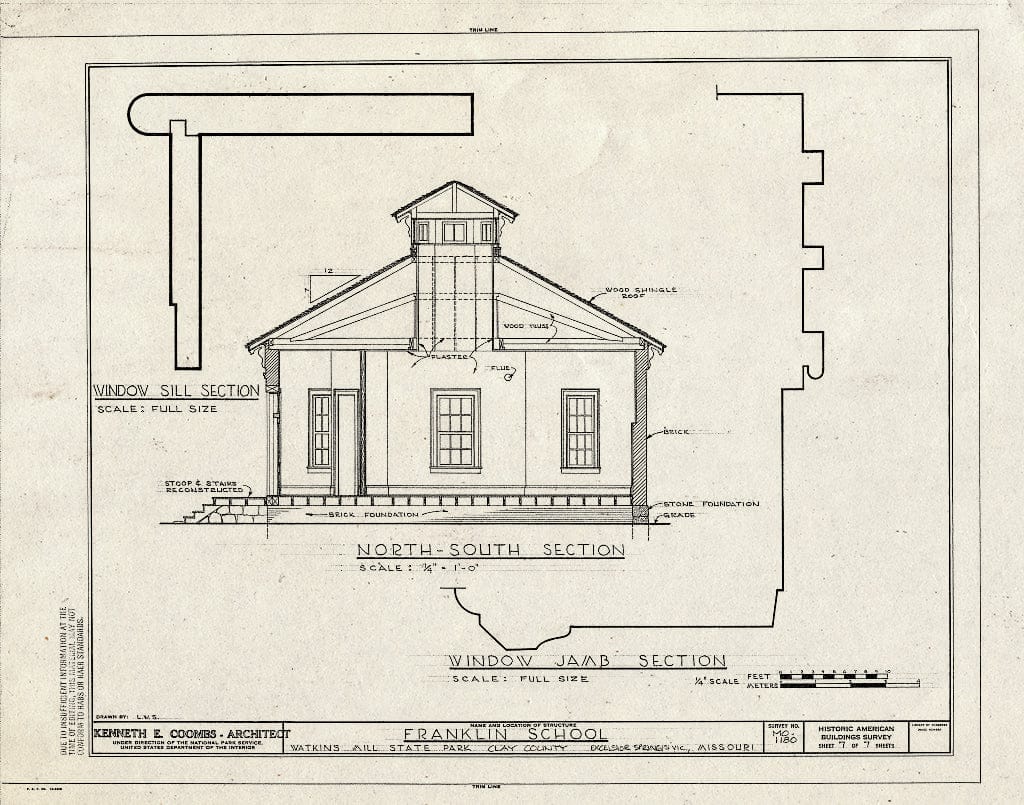 Blueprint HABS MO,24-EXPRI.V,1- (Sheet 7 of 7) - Franklin School, Watkins Mill State Park, Excelsior Springs, Clay County, MO