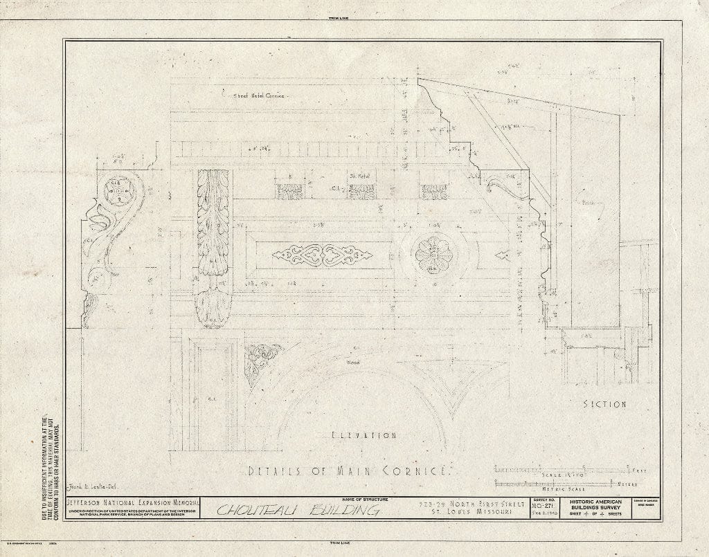 Blueprint HABS MO,96-SALU,88- (Sheet 4 of 4) - Chouteau Building, 523-529 North First Street, Saint Louis, Independent City, MO