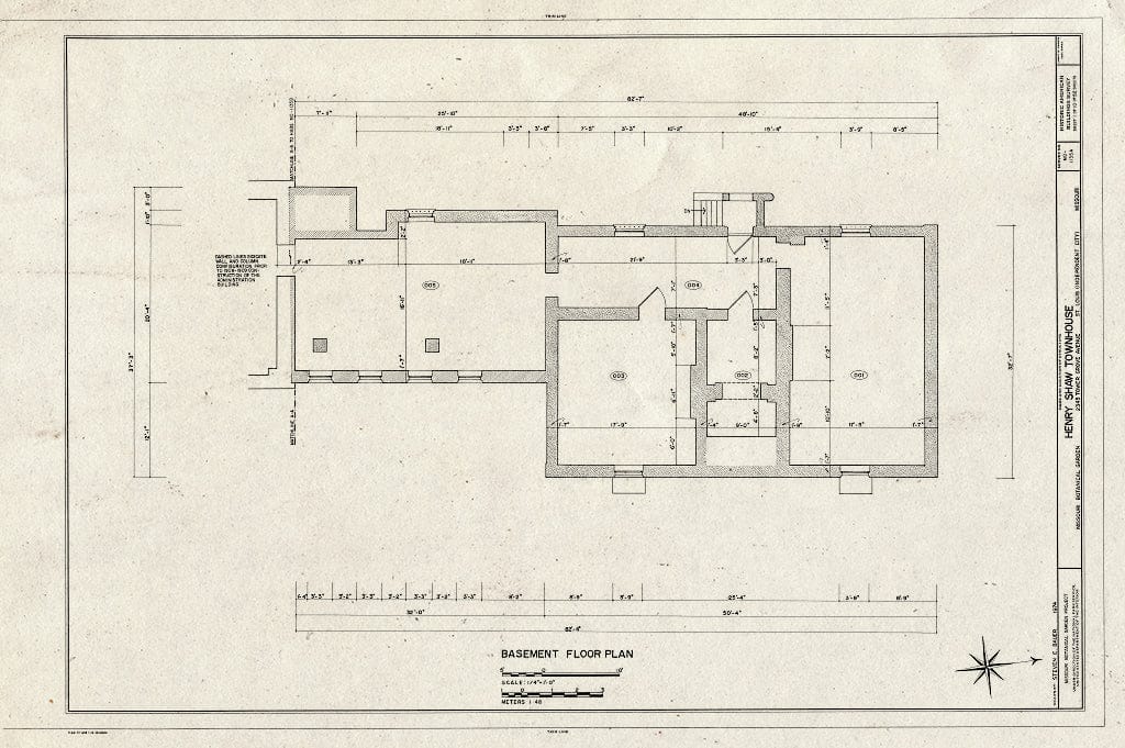 Blueprint HABS MO,96-SALU,105A- (Sheet 1 of 10) - Missouri Botanical Garden, Henry Shaw Townhouse, 2345 Tower Grove Avenue, Saint Louis, Independent City, MO