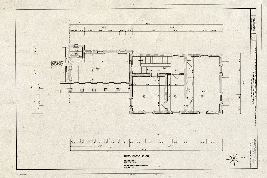 Blueprint HABS MO,96-SALU,105A- (Sheet 4 of 10) - Missouri Botanical Garden, Henry Shaw Townhouse, 2345 Tower Grove Avenue, Saint Louis, Independent City, MO