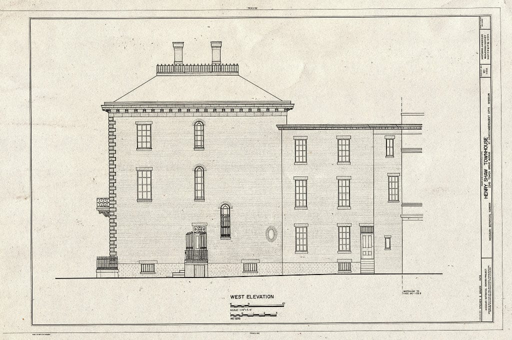 Blueprint HABS MO,96-SALU,105A- (Sheet 7 of 10) - Missouri Botanical Garden, Henry Shaw Townhouse, 2345 Tower Grove Avenue, Saint Louis, Independent City, MO
