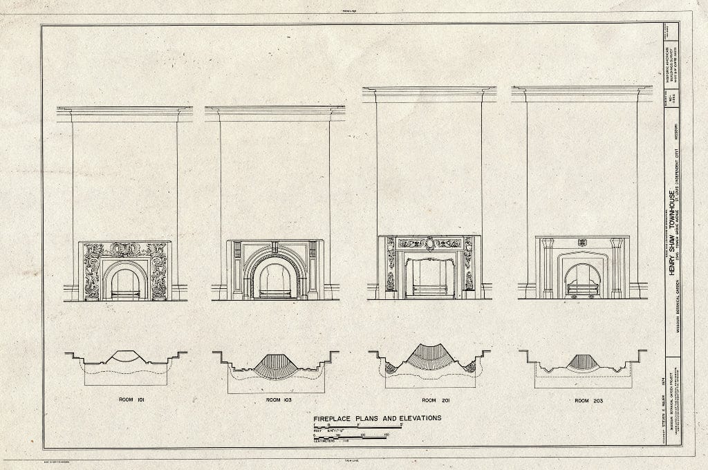 Blueprint HABS MO,96-SALU,105A- (Sheet 8 of 10) - Missouri Botanical Garden, Henry Shaw Townhouse, 2345 Tower Grove Avenue, Saint Louis, Independent City, MO