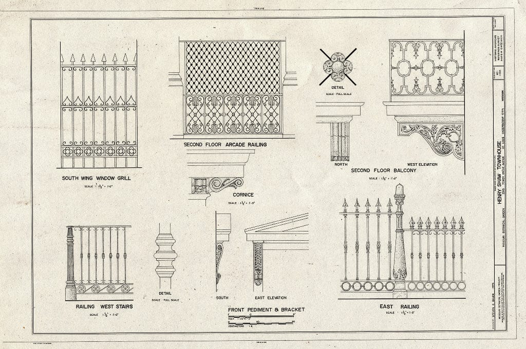 Blueprint HABS MO,96-SALU,105A- (Sheet 9 of 10) - Missouri Botanical Garden, Henry Shaw Townhouse, 2345 Tower Grove Avenue, Saint Louis, Independent City, MO