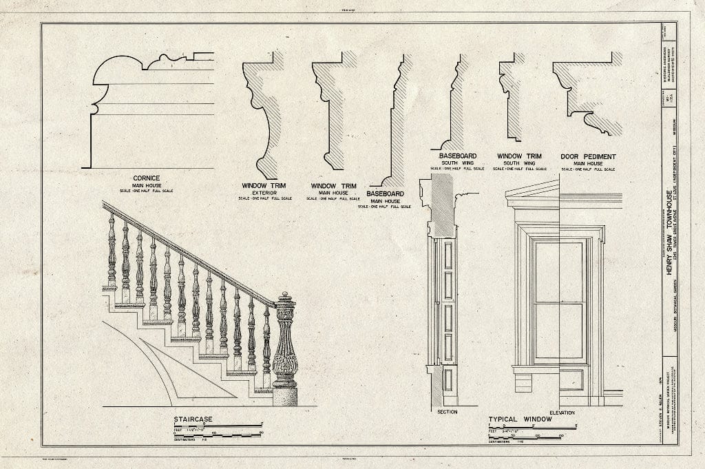 Blueprint HABS MO,96-SALU,105A- (Sheet 10 of 10) - Missouri Botanical Garden, Henry Shaw Townhouse, 2345 Tower Grove Avenue, Saint Louis, Independent City, MO