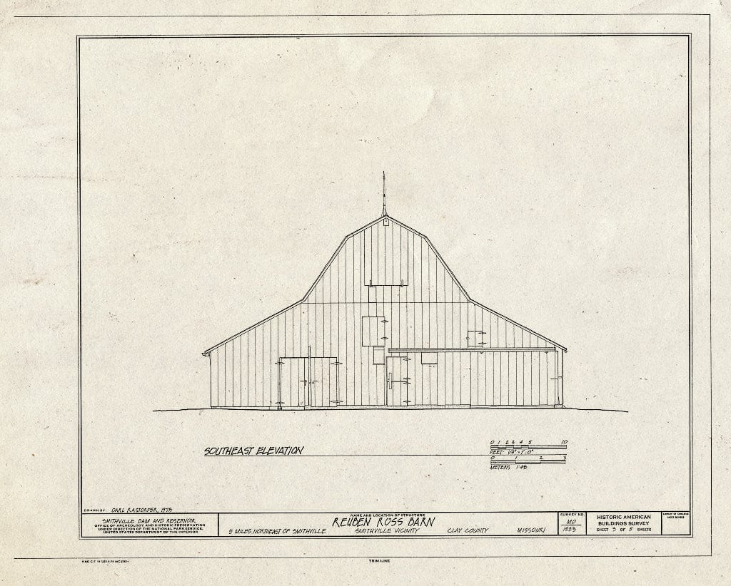 Blueprint HABS MO,24-SMITV.V,1- (Sheet 3 of 5) - Rueben Ross Barn, Clinton County Line Vicinity, Smithville, Clay County, MO