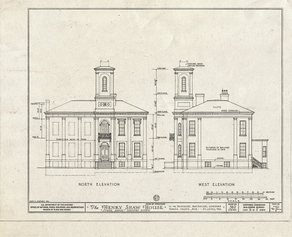 Blueprint HABS MO,96-SALU,7- (Sheet 3 of 7) - Henry Shaw House, 2345 Tower Grove Avenue, Saint Louis, Independent City, MO