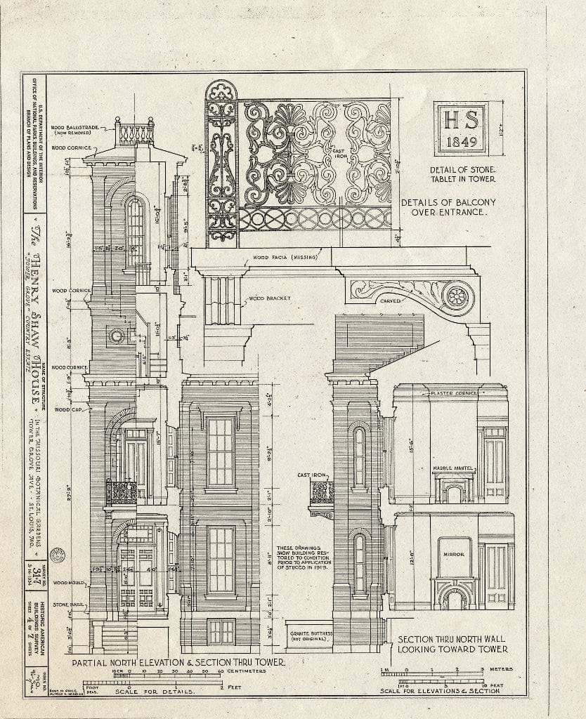 Blueprint HABS MO,96-SALU,7- (Sheet 4 of 7) - Henry Shaw House, 2345 Tower Grove Avenue, Saint Louis, Independent City, MO