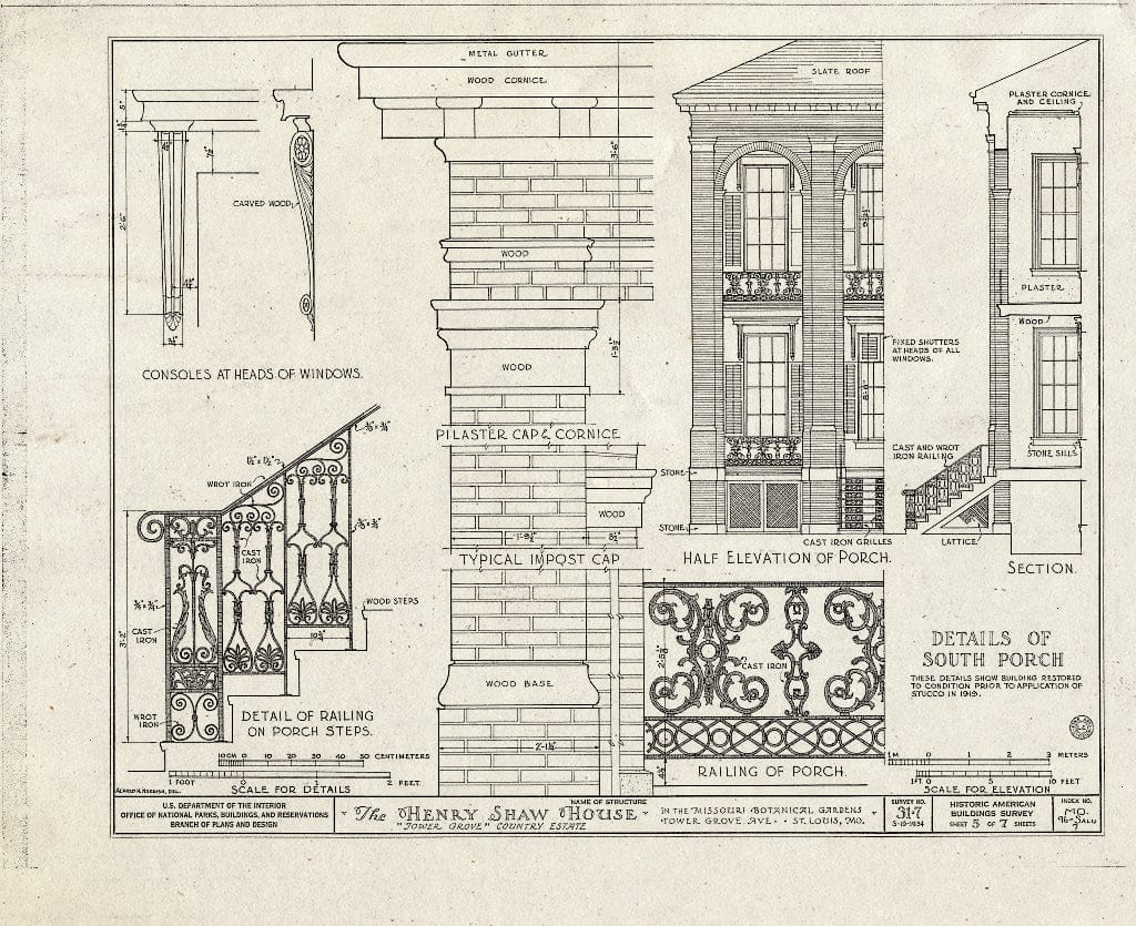 Blueprint HABS MO,96-SALU,7- (Sheet 5 of 7) - Henry Shaw House, 2345 Tower Grove Avenue, Saint Louis, Independent City, MO