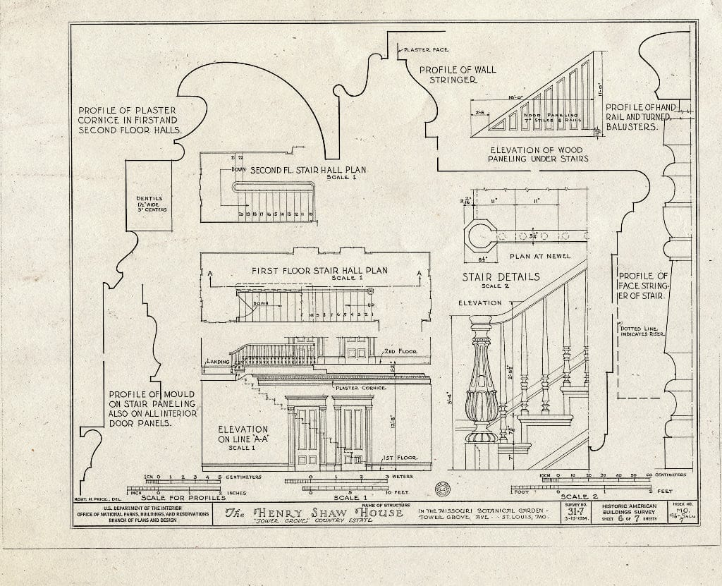 Blueprint HABS MO,96-SALU,7- (Sheet 6 of 7) - Henry Shaw House, 2345 Tower Grove Avenue, Saint Louis, Independent City, MO