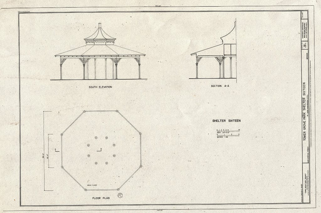 Blueprint HABS MO,96-SALU,46L- (Sheet 1 of 1) - Tower Grove Park, Shelter Sixteen, 4255 Arsenal Street, Saint Louis, Independent City, MO