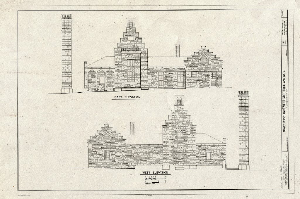 Blueprint HABS MO,96-SALU,46B- (Sheet 2 of 2) - Tower Grove Park, West Gate House & Gate, 4255 Arsenal Street, Saint Louis, Independent City, MO
