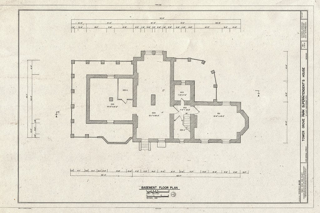 Blueprint HABS MO,96-SALU,46F- (Sheet 1 of 8) - Tower Grove Park, Superintendent's House, 4255 Arsenal Street, Saint Louis, Independent City, MO