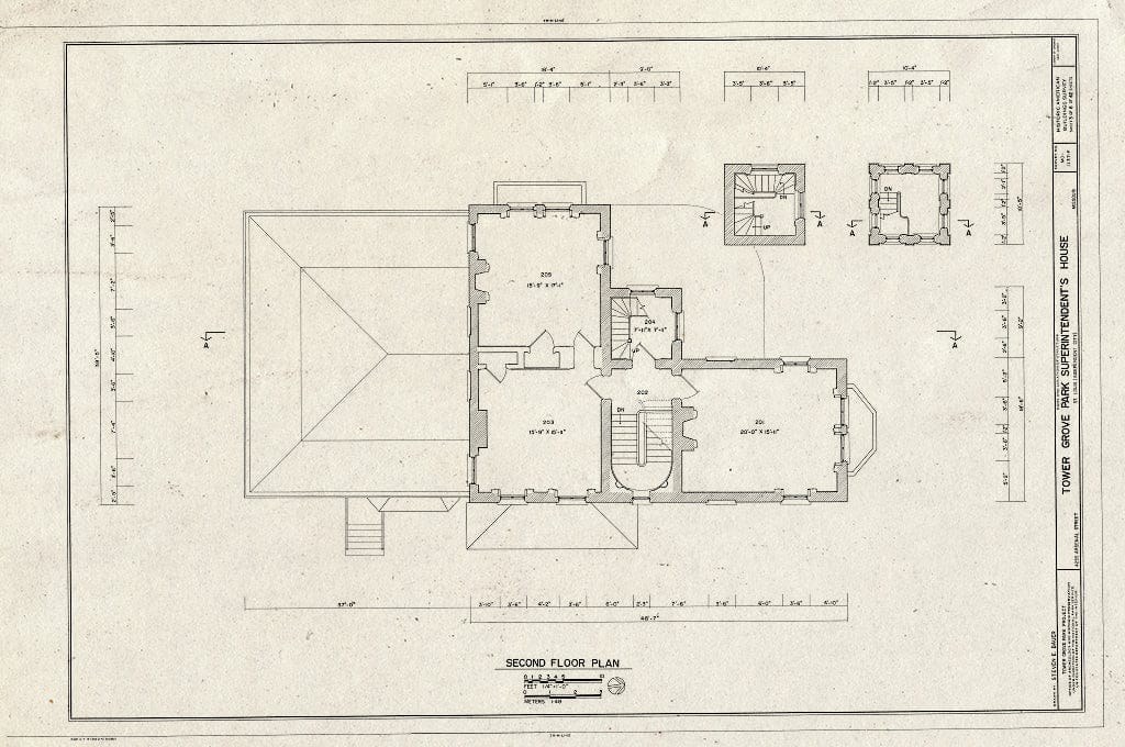 Blueprint HABS MO,96-SALU,46F- (Sheet 3 of 8) - Tower Grove Park, Superintendent's House, 4255 Arsenal Street, Saint Louis, Independent City, MO