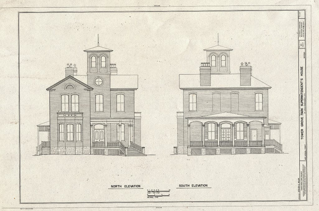 Blueprint HABS MO,96-SALU,46F- (Sheet 4 of 8) - Tower Grove Park, Superintendent's House, 4255 Arsenal Street, Saint Louis, Independent City, MO