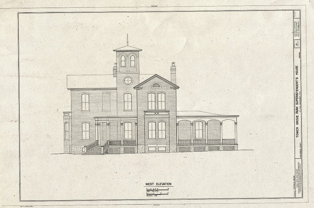 Blueprint HABS MO,96-SALU,46F- (Sheet 5 of 8) - Tower Grove Park, Superintendent's House, 4255 Arsenal Street, Saint Louis, Independent City, MO